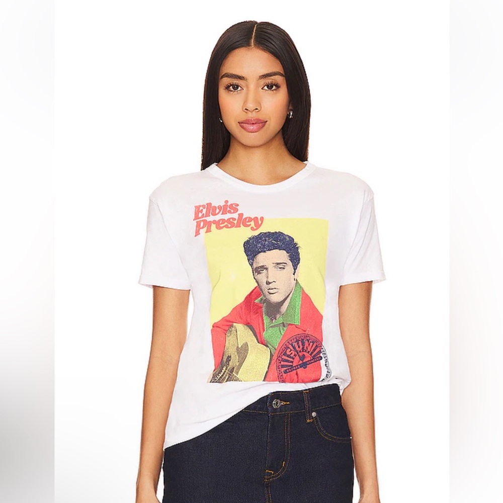Nwot Revolve Daydreamer Sun Records Elvis Us Tour 1954 Ringer Tee Optic White